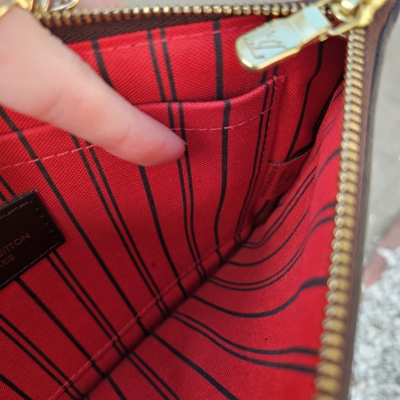 *SOLD* Damier Ebene Louis Vuitton Neverfull MM pochette wristlet clutch - Picture 9 of 10
